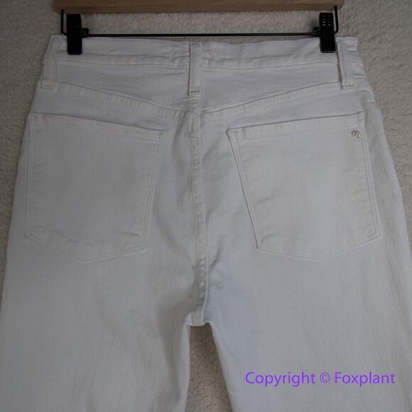 New! Madewell Cali Demi-Boot Jeans in Pure White: Raw-Hem Edition, 30 - Picture 8 of 15
